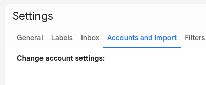 image showing the settings tabs within google